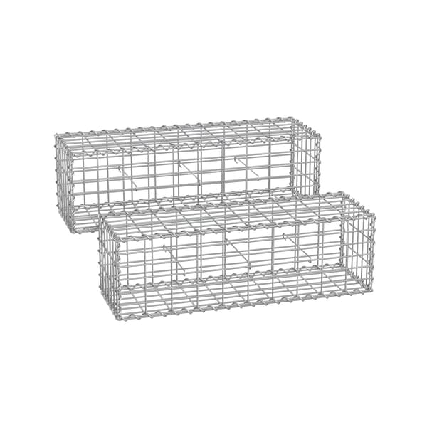 Gabion set om 2 för stenar 100 x 30 x 30 cm silver