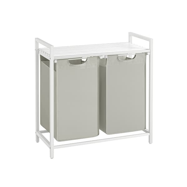 Tvättkorg - 2 x 46 L - med hyllplan - vit