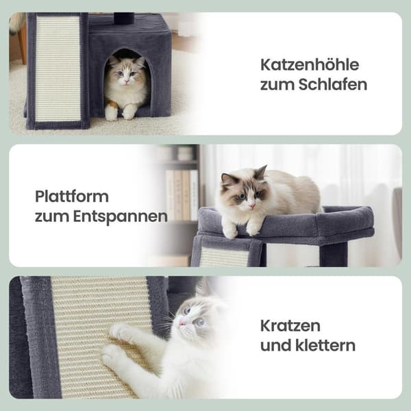 Liten klösbräda - Med klösbräda - Kattkorg - Plattform - Mörkgrå