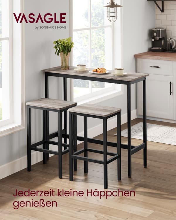 Barbordsset med barstolar - modern design - grå och bläcksvart