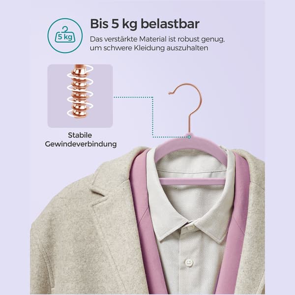 Bøjler - fløjl - sæt med 50 - blød lilla
