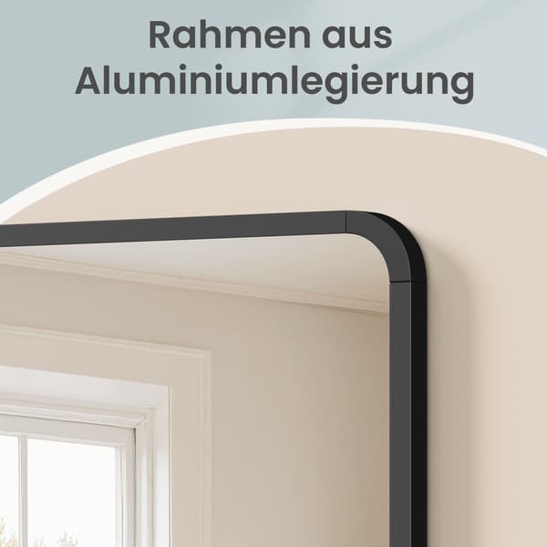 Rektangulär badrumsspegel - Aluminiumram - Säkerhetsfilm