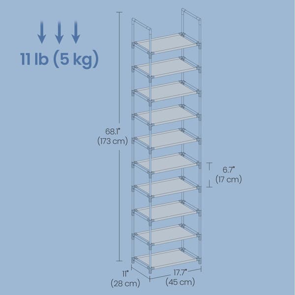 Skohylde - 10 lag, pladsbesparende - sort