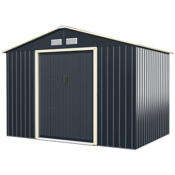Trädgårdshus - av stål Multifunktionsskjul - 277 x 202 x 191 cm - Grå