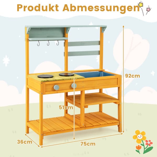 Mud - Kitchen Lekkök av gran med spisknoppar och diskbänk - Gul