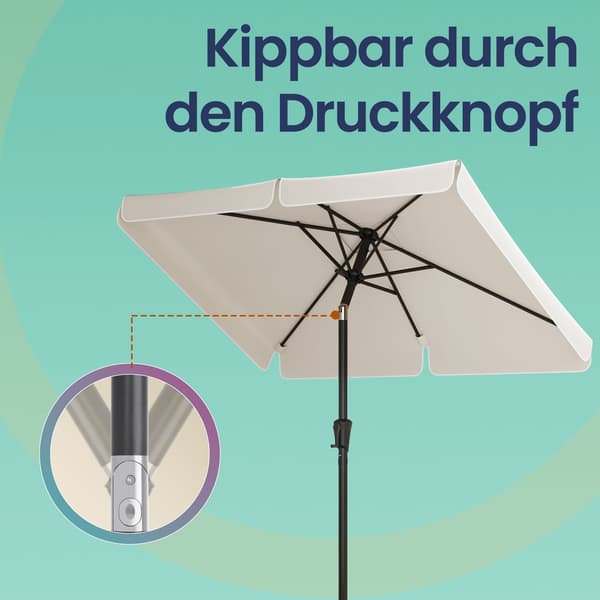 Rektangulær parasol - 200 x 150 cm - solbeskyttelse UPF 50+ - balkonparasol