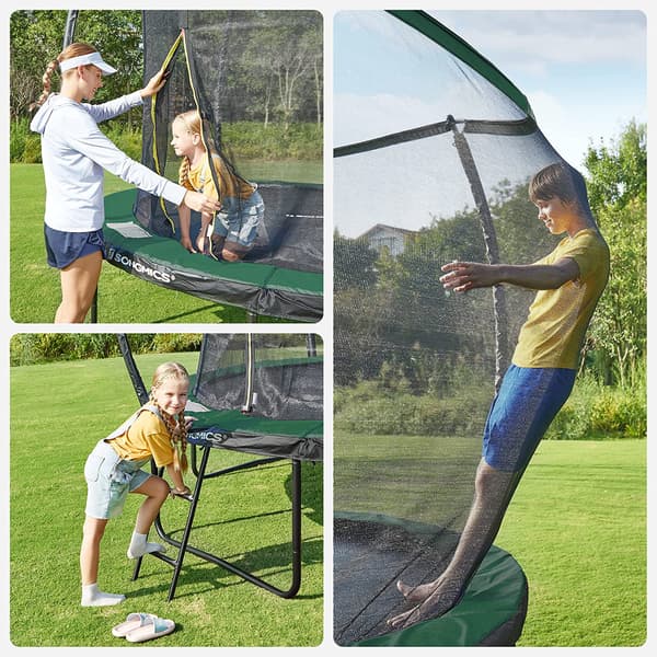 Rund trampolin - Sikkerhedsnet - Ø 366 cm - Grøn/Sort