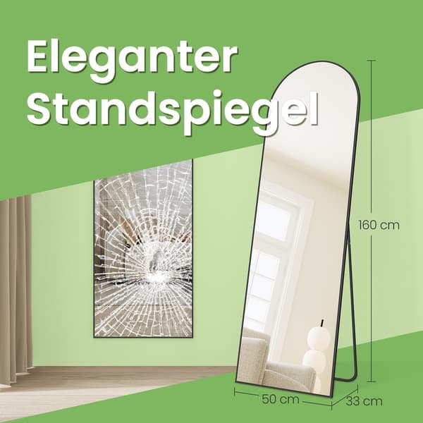 Helkroppsspegel - Böjd design - Bläcksvart