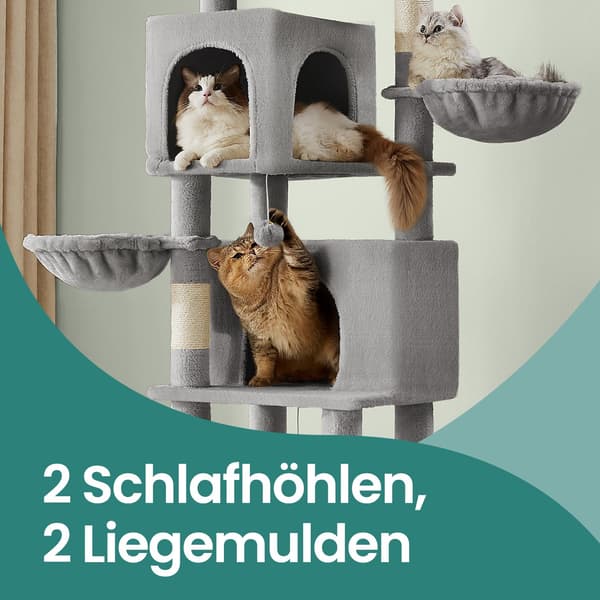 Kradsetræ 175 cm - Flere niveauer og 2 huler - Duegrå
