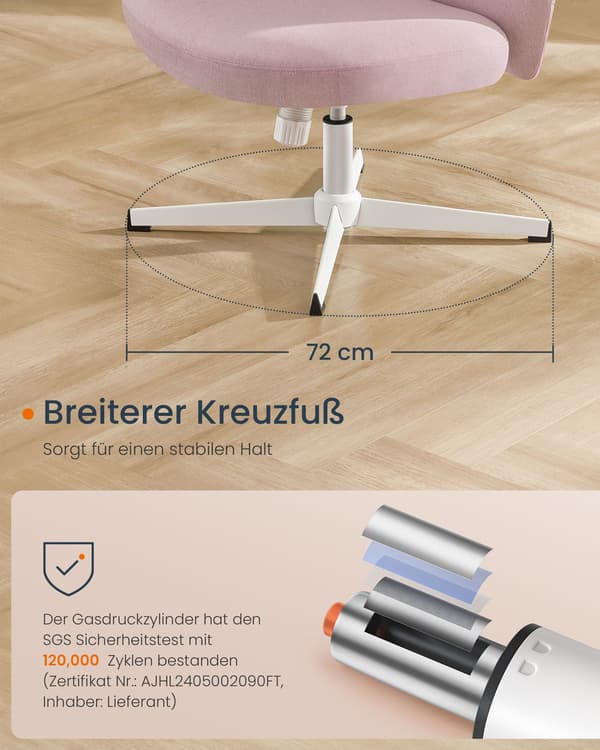 Kontorsstol - Bred sits - Pastellrosa