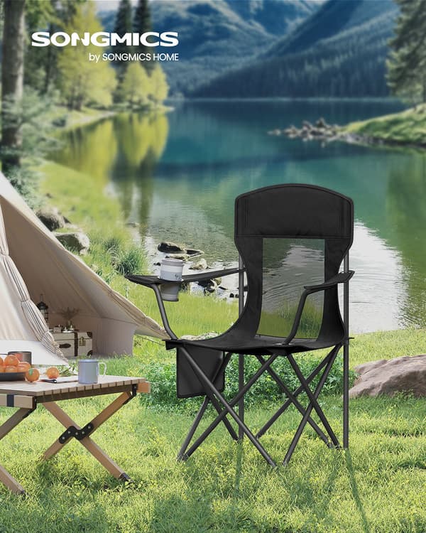 Campingstolset om 2 - Justerbara armstöd - Bläcksvart