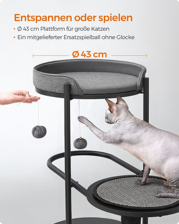 Kradsetræ - 111 cm høj - klassisk sort sisal - sort