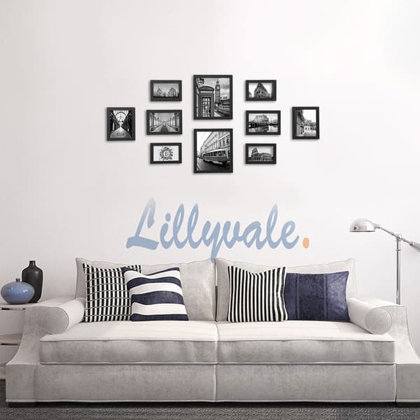 Fotoramset med 10 - modern design - svart