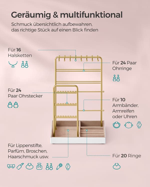 Smykkeholder - elegant design - fløjl - sort