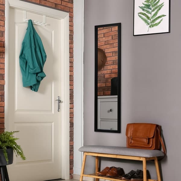 Rektangulär - hellängdsspegel med hängkrok för dörr - 33 x 119 cm - Svart
