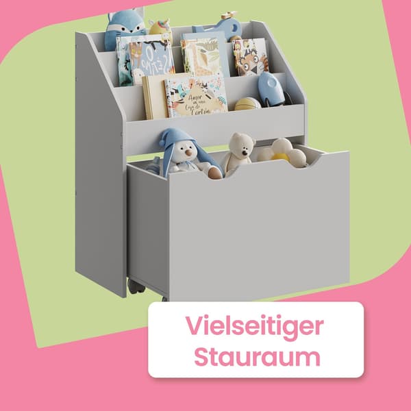 Bogreol - 3 hylder - Grå