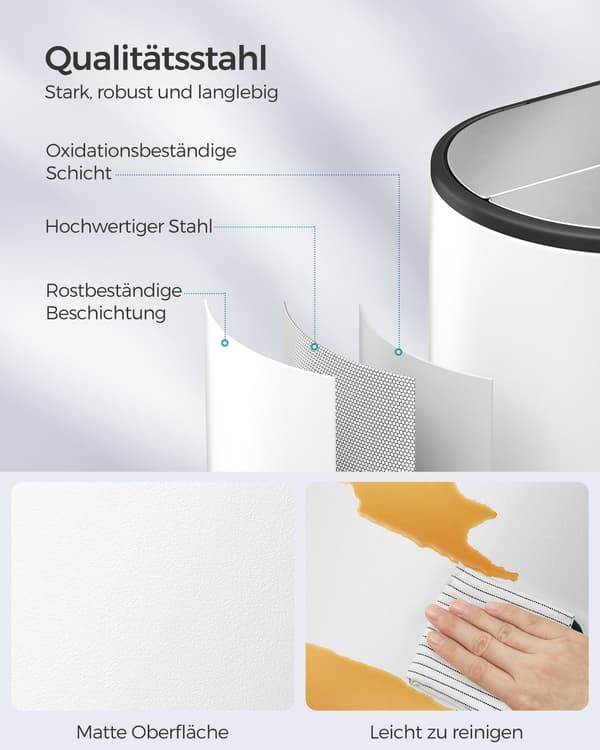 Avfallssorteringssystem - 2 fack - molnvitt-metalliskt silver