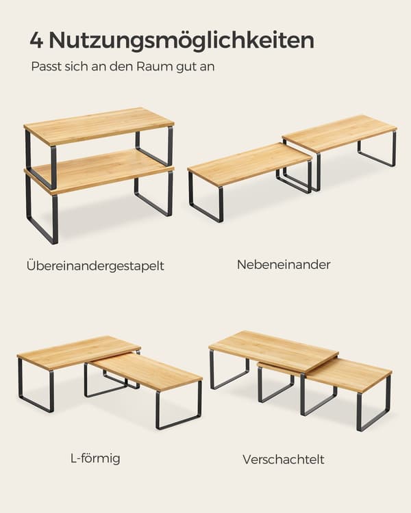 Kryddställ - set om 4 - stapelbart - bläcksvart-naturbeige