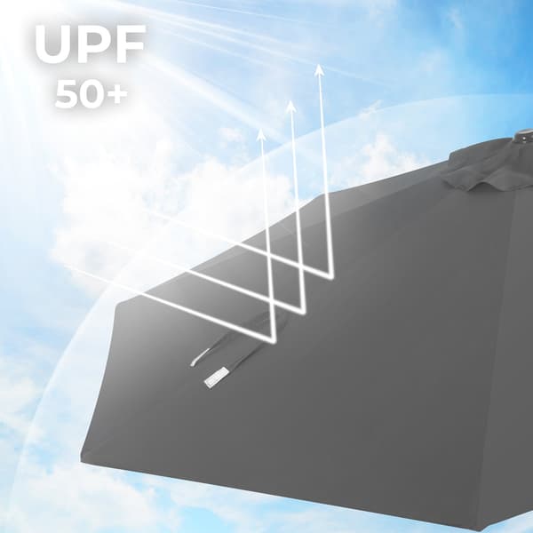 Parasol - Med håndsving - Ø 270 cm - Grå