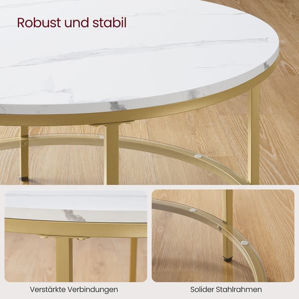Soffbord - modern design - vit marmor och metalliskt guld
