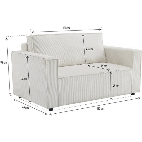 Soffa i ribbat sammet "Grenelle" - 2 platser - Beige
