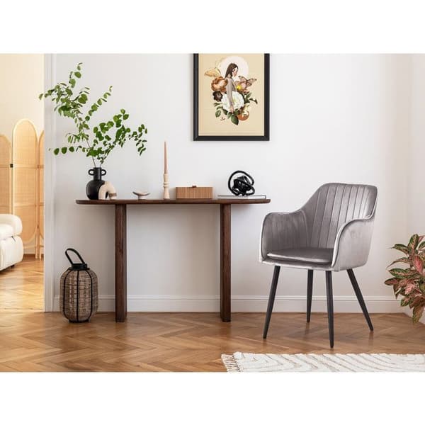 Set om 2 sammetstolar med armstöd - Grå - Metall - 56x57x80 cm