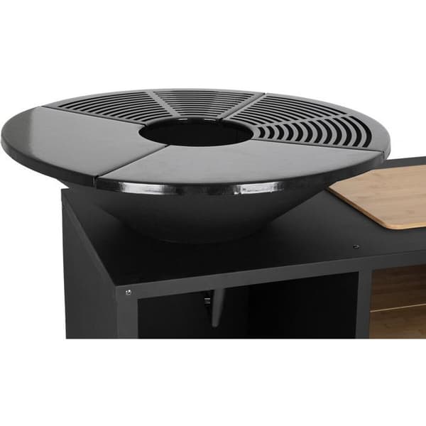 Grill plancha brasero med kul og træ "Maréchal" - Ø 81 cm - Sort