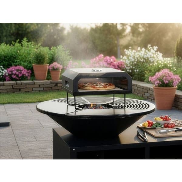 Pizzello-pizzauuni grillille - 40 x 35 x 28 cm - Musta