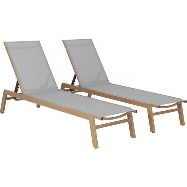 Set med 2 solstolar i aluminium med träimitation "Elysia" - Ljusgrå