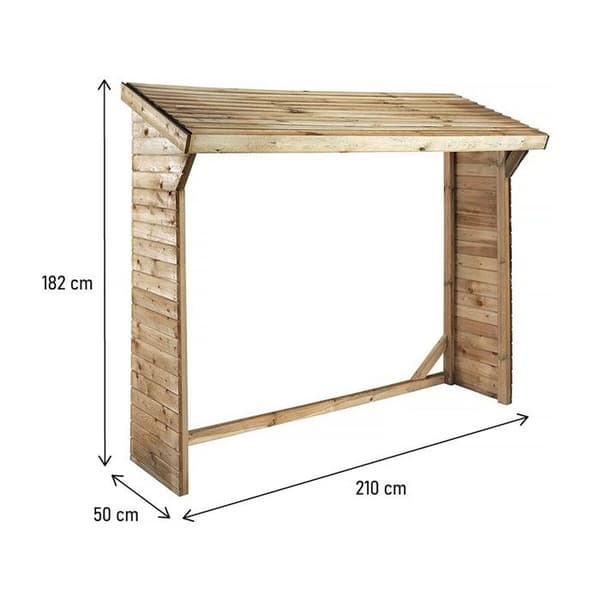 Vedförråd - 1,05 m² - 2,10 x 0,50 x 1,8 m - 2 Ster