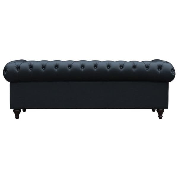 Fast Chesterfield sofa "Aliza" - 208 x 82 x 70 cm - 3 pladser - Sort