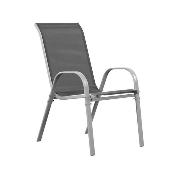 Stapelbara trädgårdsfåtöljer - Stål/Textilene - Grå - Set om 4 - 53,5x75x92 cm