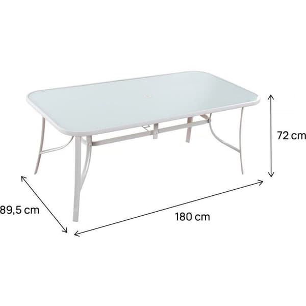 Trädgårdsbord "Cordoba" - Phoenix - 8 sittplatser - Vit