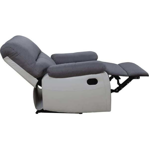 Recliner-fåtölj med liggläge - Vit/Grå, tyg+PU - 90x89x103 cm