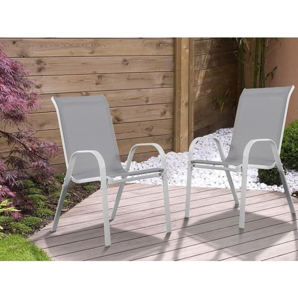 Stapelbara trädgårdsfåtöljer - Stål/Textilén - Beige - Set om 2 - 53,5x75x92 cm