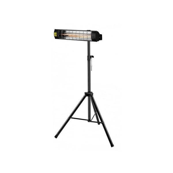 Justerbart sort trefodsstativ til udendørs el-radiator 1,1–1,8 m