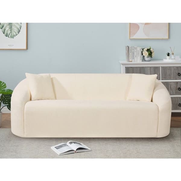 Fast rak soffa i tyg "Ondine" - 3 platser - Beige