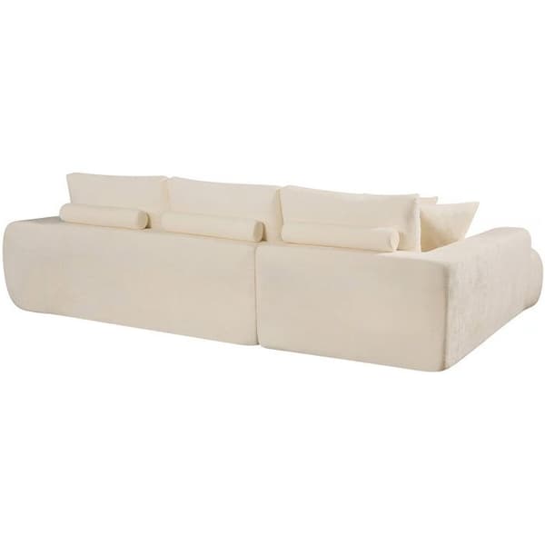 Vänster hörnsoffa i tyg stil bubble "Sidonie" - 4 platser - Beige