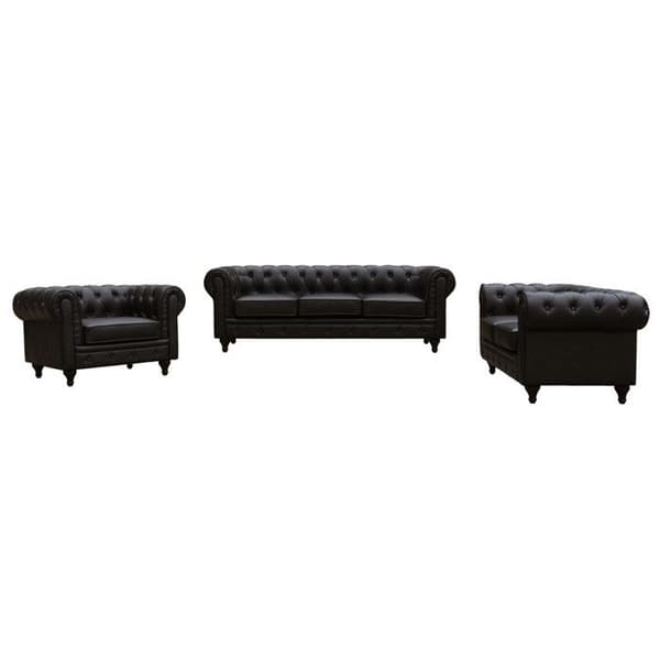 Fast Chesterfield sofa "Aliza" - 204 x 80 x 58 cm - 3 pladser - Brun