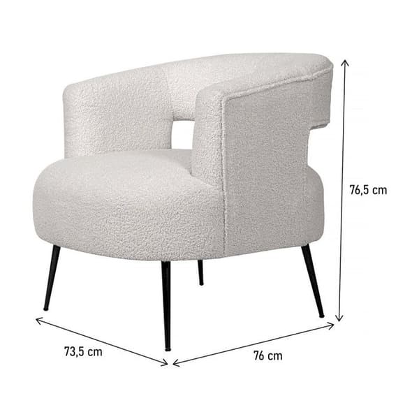 Fåtölj i bouclétysten "iris" - Vit