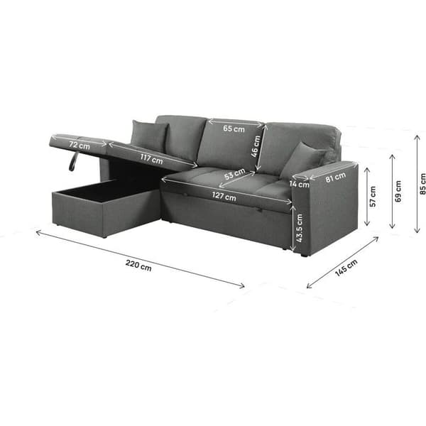Vinkelsofa konvertibel/omvendelig stil boble "Alain" - 3 pladser - Grå
