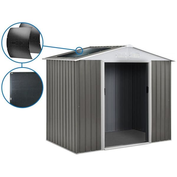Trädgårdsbod i metall "Dallas" - 2,71 m² med solpanel