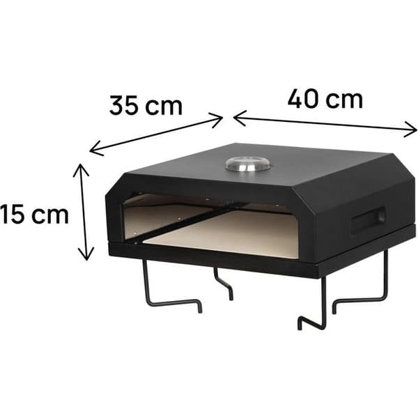 Pizzaovn til grill "Pizzello" - 40 x 35 x 28 cm - Sort