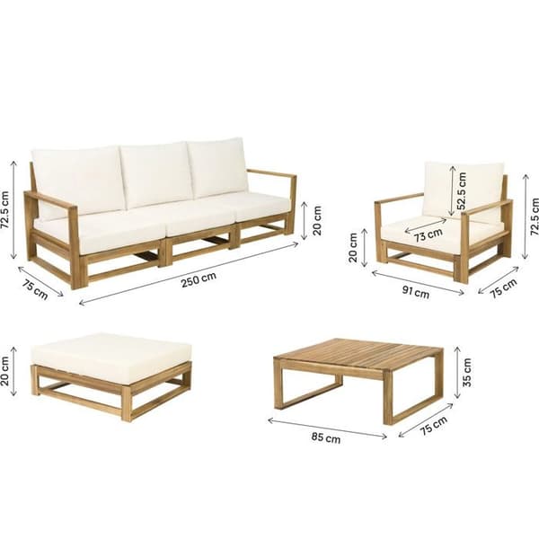 Modulært træ havemøbel med puder "Bellingham" - 5 pladser - Beige
