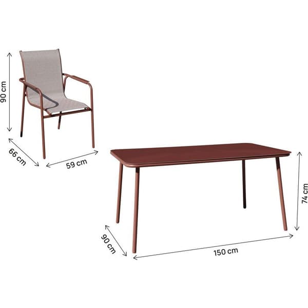 Trädgårdsmöbelset i metall "Malaga" - 7 platser - Terrakotta