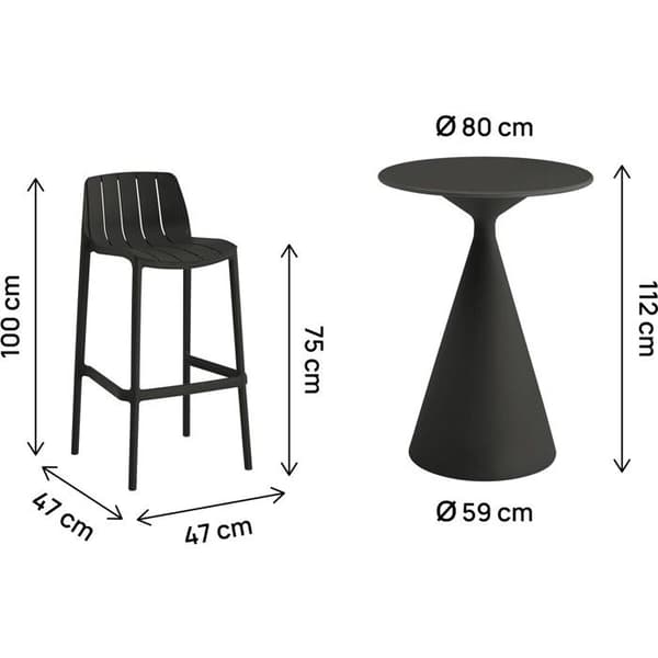 Staplingsbara bistrobord och stolar "Vaena" - 2 platser - Svart