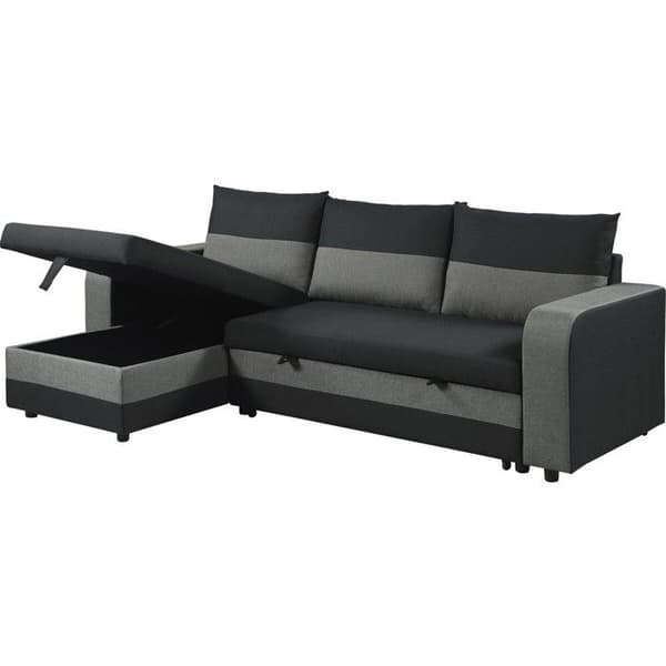 Vinkelsofa, vendbar/konvertibel i stof "Victor" - 3 pladser - Sort