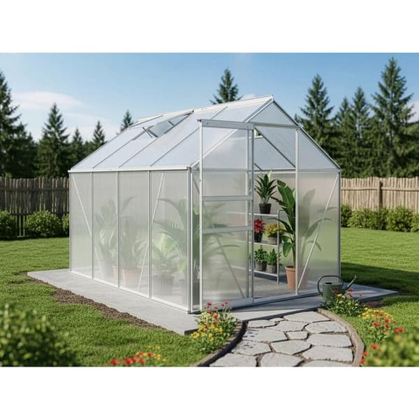 Polykarbonat växthus 250 x 190 x 195 cm "Basilic" - 4,75 m² - Grå