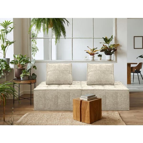 Set med 3 modulära fåtöljer till soffan i texturerad tyg "Velluto" - Beige