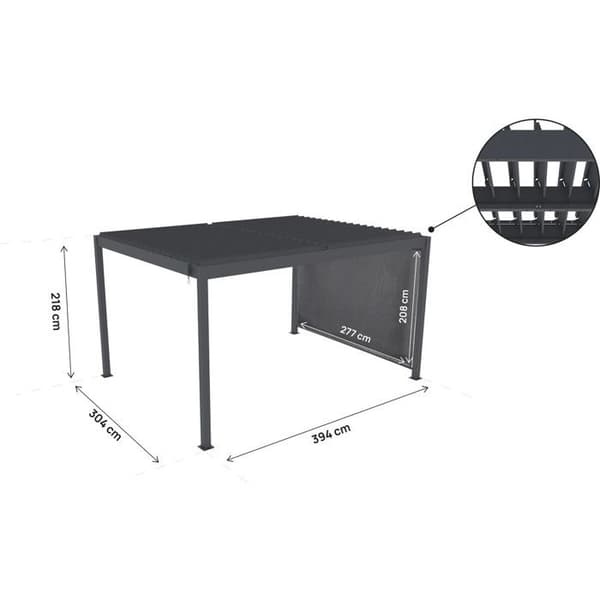 Bioklimatisk pergola med aluminiumskydd "Windsor" - 3 x 4 m - Grå